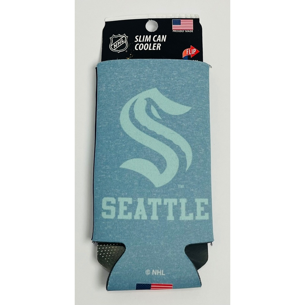 NHL Seattle Kraken Slim Can Cooler Koozie WinCraft 12oz Reversible Blue New